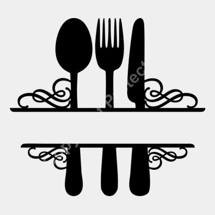 kitchen split monogram frame spoon fork knife Thumbnail
