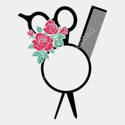 comb scissors circle monogram colored Thumbnail