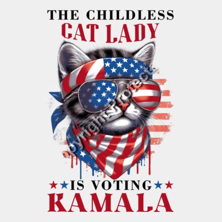 cat lady kamala harris 2024 election american flag cat artwork Thumbnail
