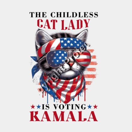 cat lady kamala harris 2024 patriotic cat art design Thumbnail