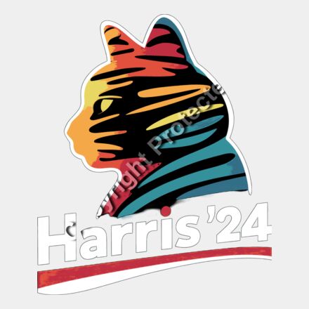 colorful cat silhouette with text  Harris 24  for Kamala Harris election campaign Thumbnail