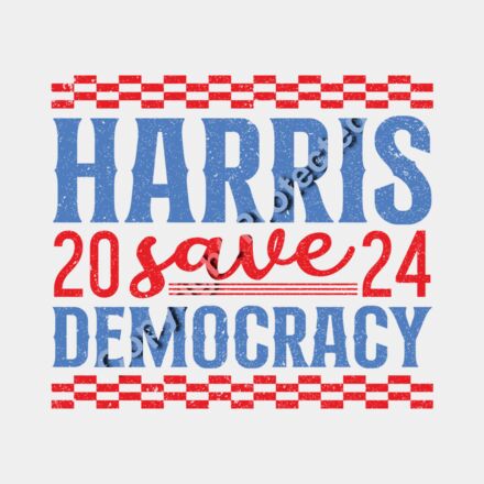 Kamala Harris 2024 campaign graphic featuring bold typography  red and blue colors  save democra Thumbnail