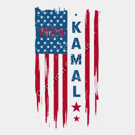 Kamala Harris 2024 campaign graphic with American flag and bold text design Thumbnail