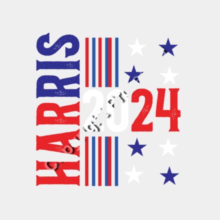 Kamala Harris 2024 campaign graphic with bold red  white  and blue colors  stars  and stripes  Thumbnail