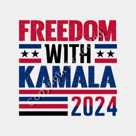 Kamala Harris 2024 campaign graphic with bold text in red and blue featuring the word FREEDOM an Thumbnail