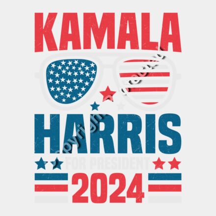 Kamala Harris 2024 campaign graphic with patriotic sunglasses  bold text  and stars     kamala h Thumbnail