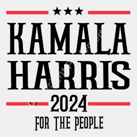 Kamala Harris 2024 campaign graphic with red accents and bold text elements  Thumbnail