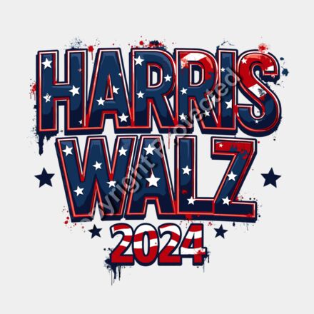 Kamala Harris 2024 campaign graphic  red  white  blue colors  stars  bold lettering  patriotic t Thumbnail