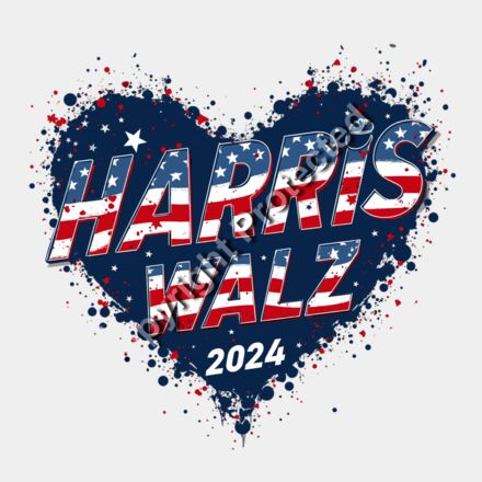 Kamala Harris 2024 campaign heart graphic with red  white  and blue colors  stars  and celebrato Thumbnail