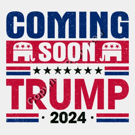 Trump 2024 campaign coming soon announcement with red and blue colors and elephant symbol Thumbnail