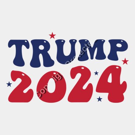 Trump 2024 campaign graphic in red and blue with playful  bold lettering and stars Thumbnail