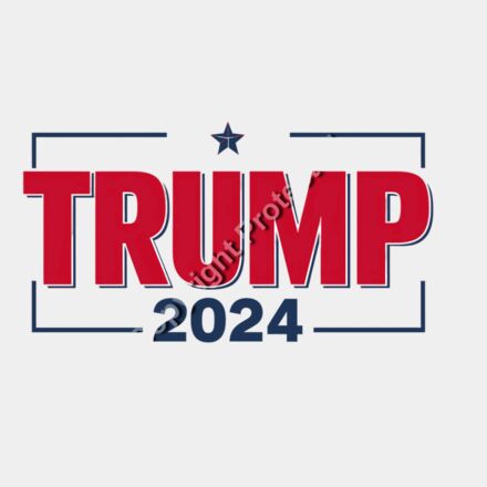 Trump 2024 campaign graphic with bold red text and blue accents  featuring a star above the text Thumbnail