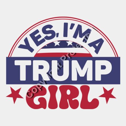 Trump 2024 campaign merchandise with Yes  I m a Trump Girl phrase and patriotic colors  Thumbnail