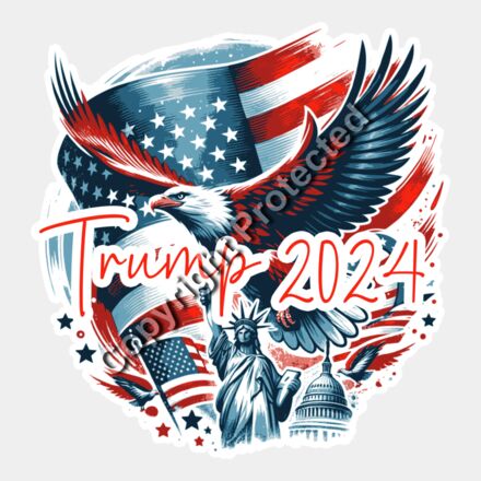 Trump 2024 eagle freedom patriotic design with Statue of Liberty and flags Thumbnail