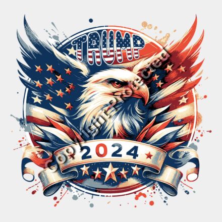 Trump 2024 eagle graphic with stars and stripes patriotic theme Thumbnail