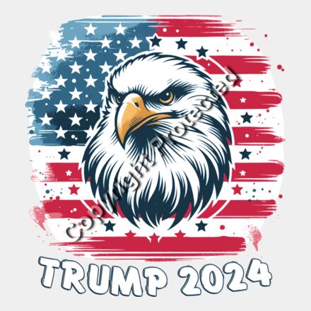 Trump 2024 eagle head patriotic design with American flag and stars illustration Thumbnail