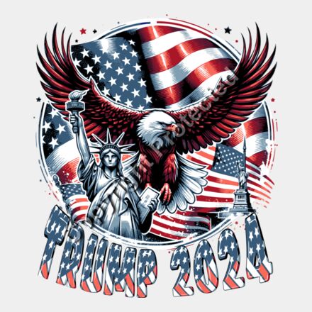 Trump 2024 eagle statue liberty American flag patriotic artwork Thumbnail