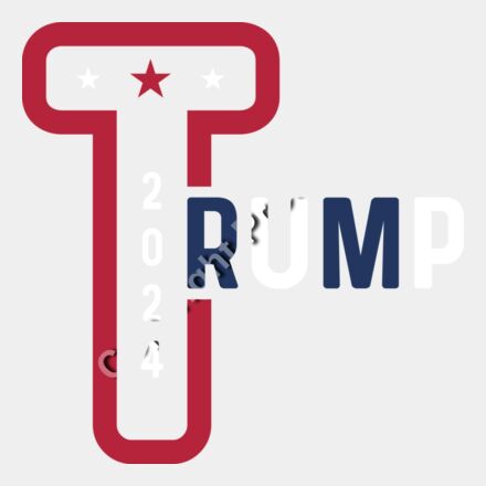 Trump 2024 election campaign graphic with stylized lettering and stars Thumbnail